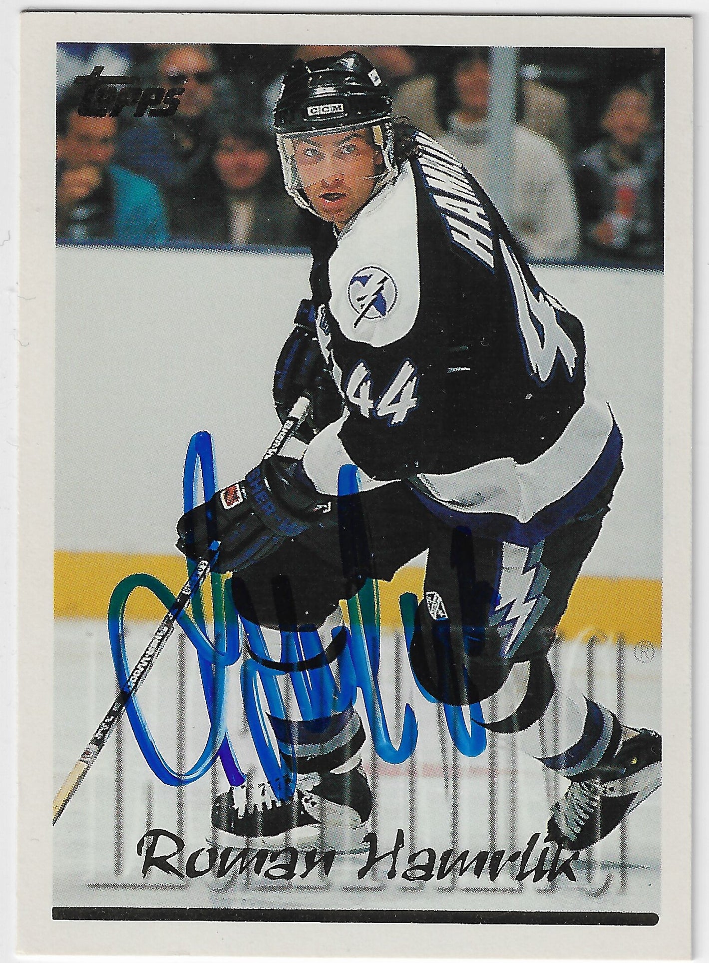 Roman Hamrlik Signed 1995-96 Topps Hockey Card - Tampa Bay Lightning
