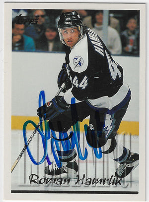 Roman Hamrlik Signed 1995-96 Topps Hockey Card - Tampa Bay Lightning