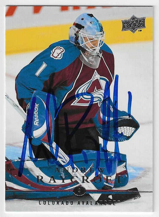 Andrew Raycroft Signed 2008-09 Upper Deck Hockey Card - Colorado Avalanche