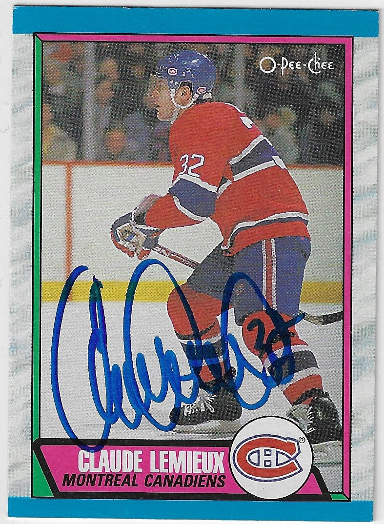 Claude Lemieux Signed 1989-90 O-Pee-Chee Hockey Card - Montreal Canadiens
