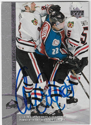 Claude Lemieux Signed 1996-97 Upper Deck Hockey Card - Colorado Avalanche