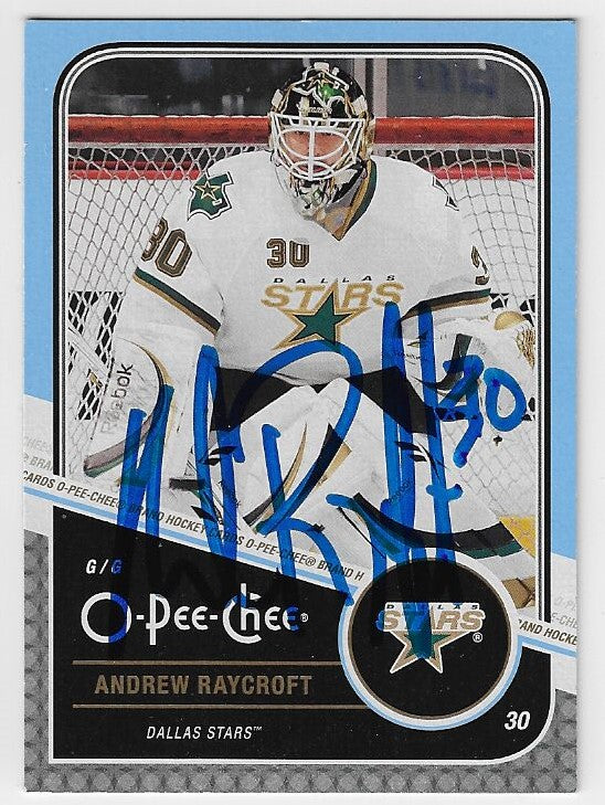 Andrew Raycroft Signed 2011-12 O-Pee-Chee Hockey Card - Dallas Stars