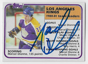 Marcel Dionne Signed 1981-82 Topps Leaders Hockey Card - Los Angeles Kings #54