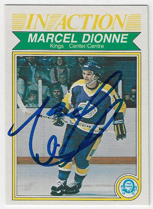 Marcel Dionne Signed 1982-83 O-Pee-Chee In Action Hockey Card - Los Angeles Kings #153