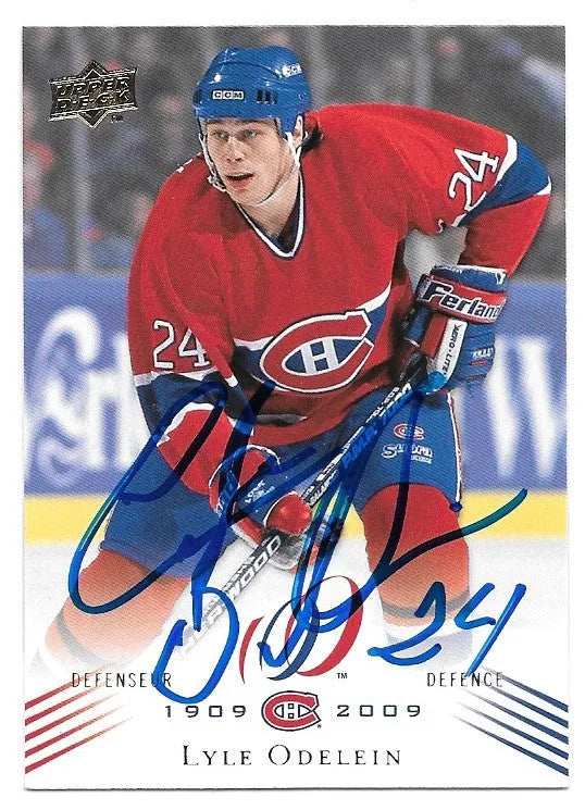 Lyle Odelein Signed 2008-09 Upper Deck Canadiens Centennial Hockey Card - Montreal Canadiens