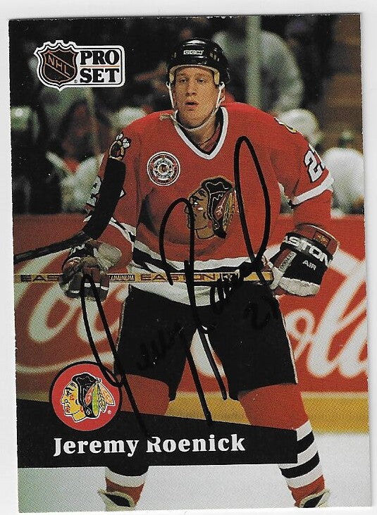 Jeremy Roenick Signed 1991-92 Pro Set Hockey Card - Chicago Blackhawks