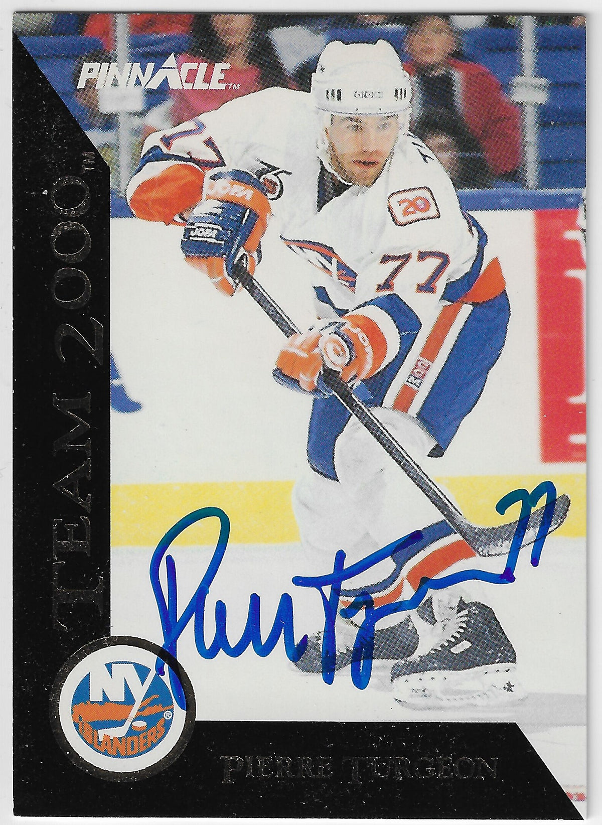Pierre Turgeon Signed 1992-93 Pinnacle Team 2000 Hockey Card - New York Islanders