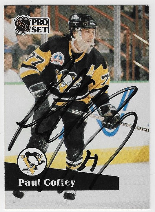 Paul Coffey Signed 1991-92 Pro Set Hockey Card - Pittsburg Penguins