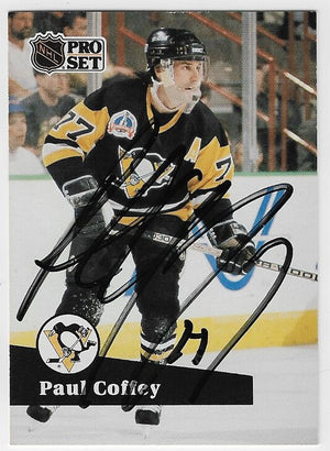 Paul Coffey Signed 1991-92 Pro Set Hockey Card - Pittsburg Penguins
