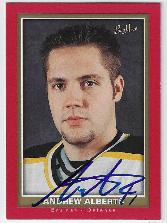 Andrew Alberts Signed 2005-06 Upper Deck Bee Hive Red Hockey Card - Boston Bruins