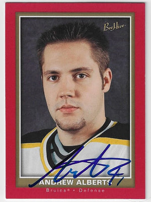 Andrew Alberts Signed 2005-06 Upper Deck Bee Hive Red Hockey Card - Boston Bruins