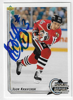 Igor Kravchuk Signed 1992-93 Upper Deck Hockey Card - Chicago Blackhawks #367