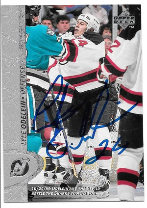 Lyle Odelein Signed 1996-97 Upper Deck Hockey Card - New Jersey Devils