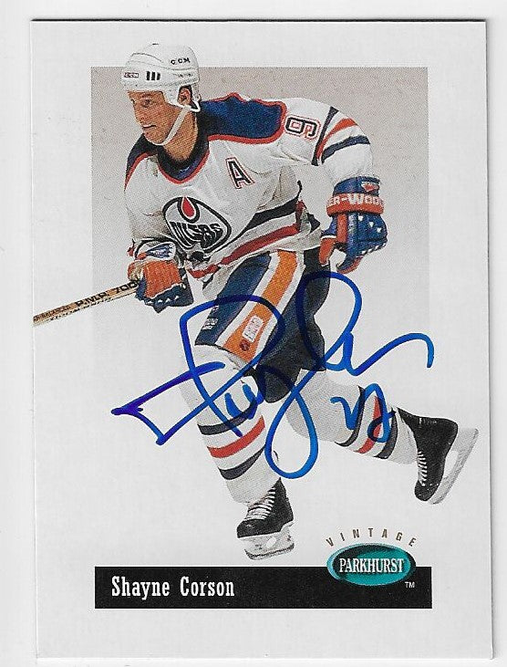 Shayne Corson Signed 1994-95 Parkhurst Vintage Hockey Card - Edmonton Oilers