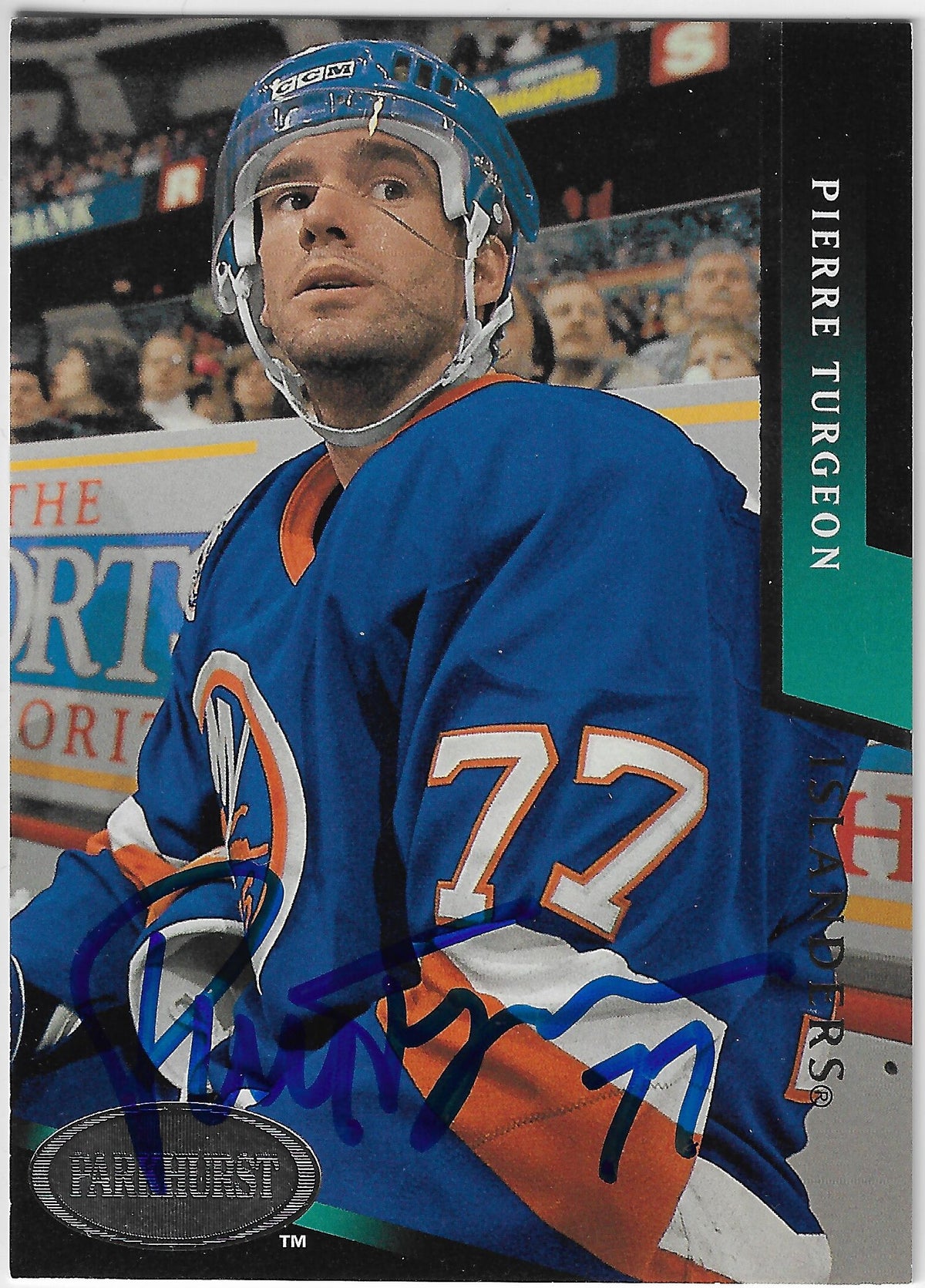 Pierre Turgeon Signed 1993-94 Parkhurst Hockey Card - New York Islanders