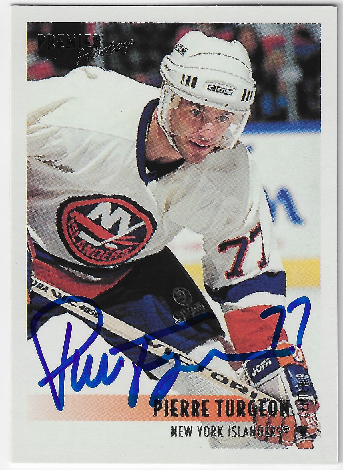 Pierre Turgeon Signed 1994-95 Topps Premier Hockey Card - New York Islanders