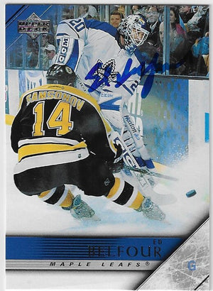 Ed Belfour Signed 2005-06 Upper Deck Hockey Card - Toronto Maple Leafs