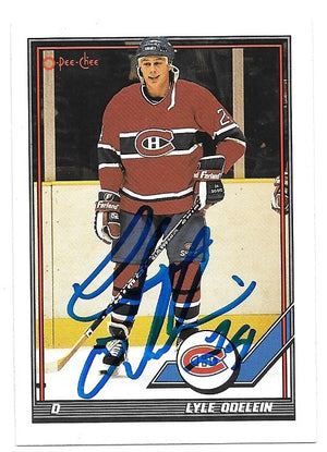 Lyle Odelein Signed 1991-92 O-Pee-Chee Hockey Card - Montreal Canadiens