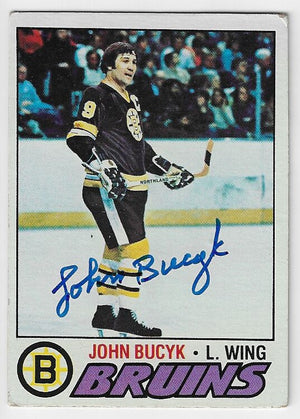 John Bucyk Signed 1977-78 Topps Hockey Card - Boston Bruins