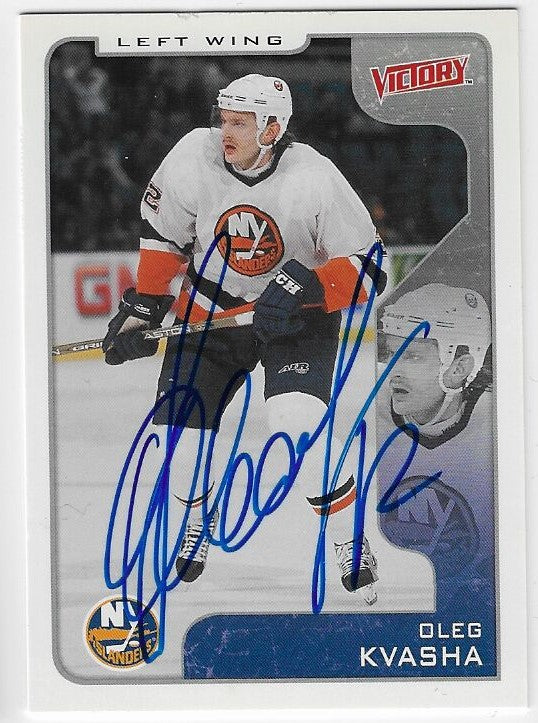 Oleg Kvasha Signed 2001-02 Upper Deck Victory Hockey Card - New York Islanders