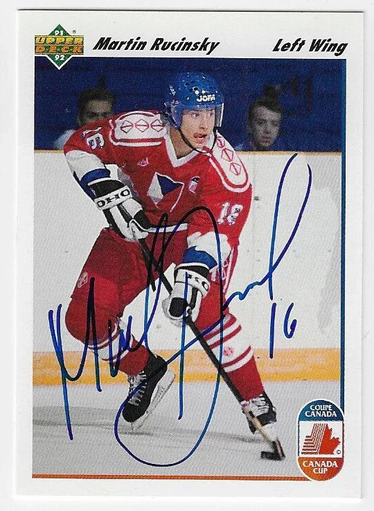 マーティン・ルシンスキー直筆サイン入り 1991-92 アッパーデッキ カナダカップ ホッケーカード - チェコ共和国