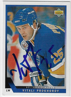 Vitali Prokhorov Signed 1993-94 Upper Deck Hockey Card - St Louis Blues