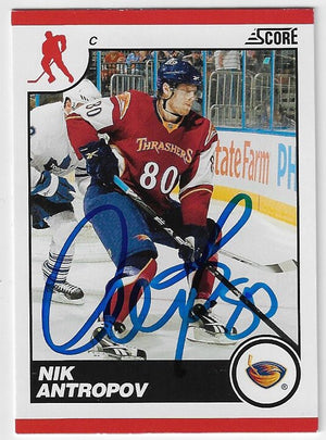 Nik Antropov Signed 2010-11 Score Hockey Card - Atlanta Thrashers