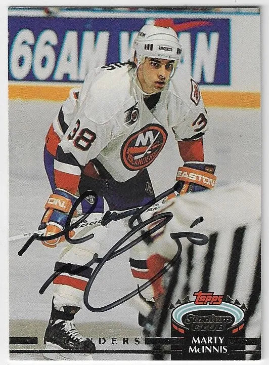 マーティ・マッキニス直筆サイン入り 1992-93 スタジアムクラブ ホッケーカード - ニューヨーク・アイランダーズ