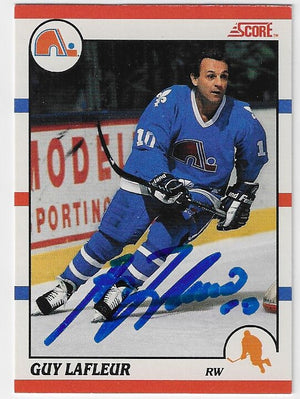 Guy Lafleur Signed 1990-91 Score Hockey Card - Quebec Nordiques
