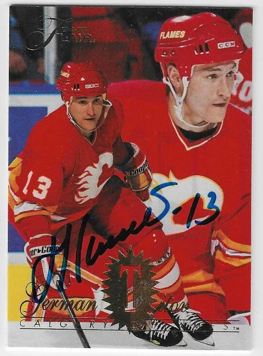ゲルマン・ティトフ直筆サイン入り 1994-95 フレアホッケーカード - カルガリー・フレームス