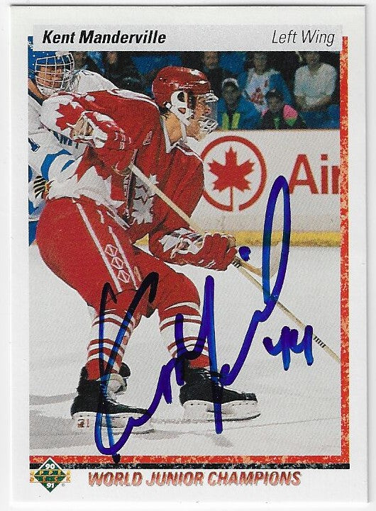 Kent Manderville Signed 1990-91 Upper Deck Hockey Card - Team Canada
