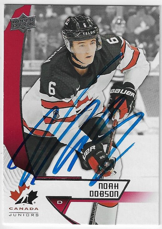 Noah Dobson Signed 2019-20 Upper Deck Juniors Hockey Card - Team Canada