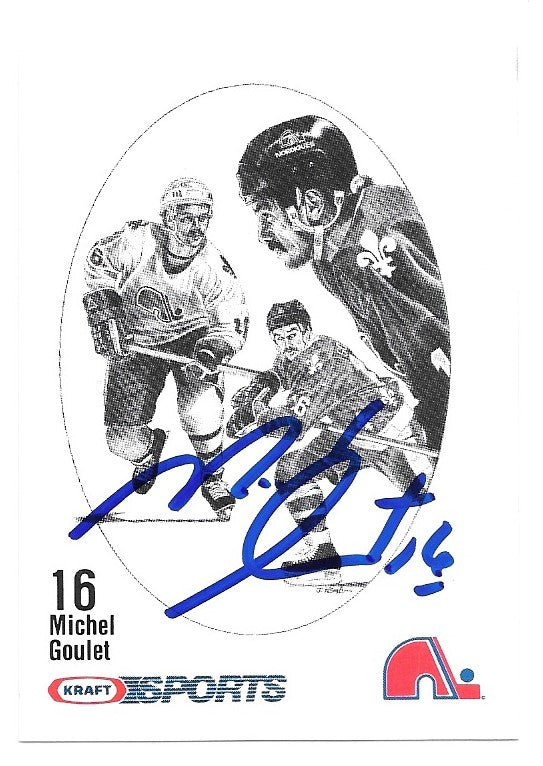 Michel Goulet Signed 1986-87 Kraft Drawings Hockey Card - Quebec Nordiques