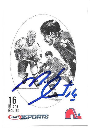 Michel Goulet Signed 1986-87 Kraft Drawings Hockey Card - Quebec Nordiques