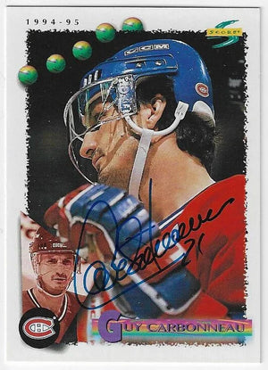 Guy Carbonneau Signed 1994-95 Score Hockey Card - Montreal Canadiens