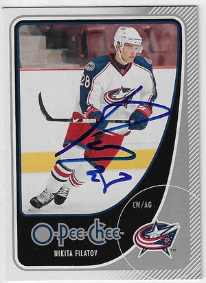 Nikita Filatov Signed 2010-11 O-Pee-Chee Hockey Card - Columbus Blue Jackets