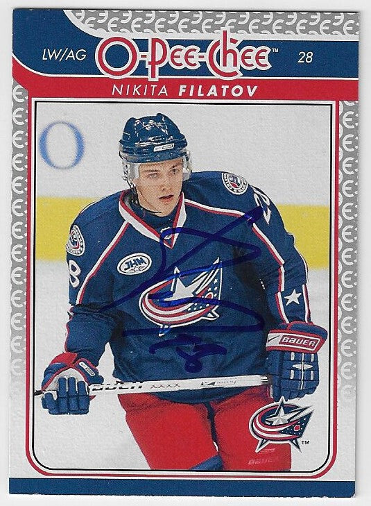 Nikita Filatov Signed 2009-10 O-Pee-Chee Hockey Card - Columbus Blue Jackets
