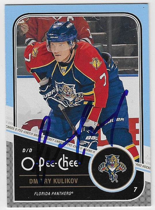 Carte de hockey O-Pee-Chee 2011-12 signée par Dmitry Kulikov - Panthers de la Floride