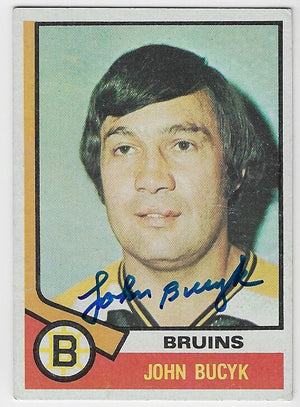 John Bucyk Signed 1974-75 Topps Hockey Card - Boston Bruins