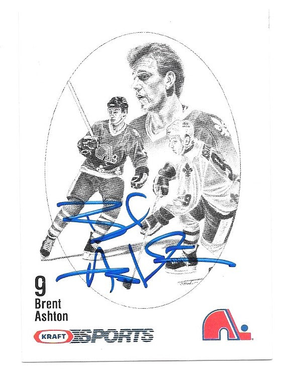 Brent Ashton Signed 1986-87 Kraft Drawings Hockey Card - Quebec Nordiques