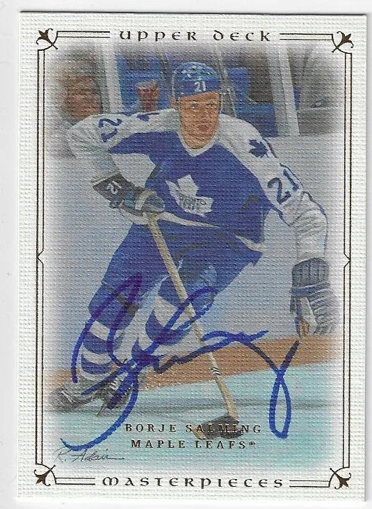 Borje Salming Signed 2008-09 Upper Deck Masterpieces Hockey Card - Toronto Maple Leafs