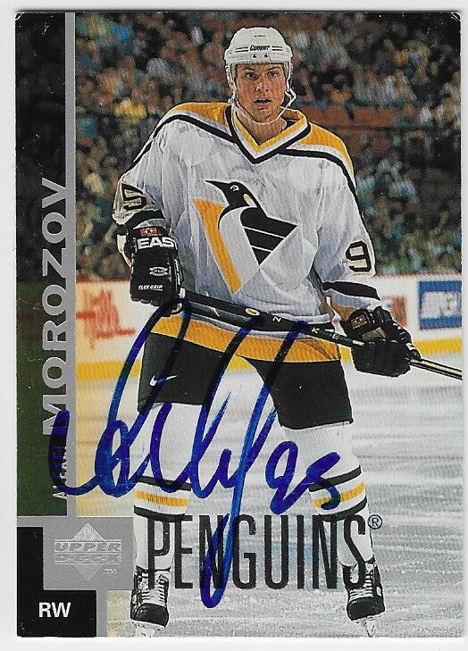 Carte de hockey Upper Deck 1997-98 signée par Alexei Morozov - Penguins de Pittsburgh