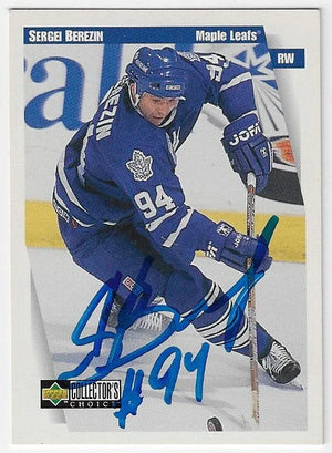 Sergei Berezin Signed 1997-98 Collector's Choice Hockey Card - Toronto Maple Leafs