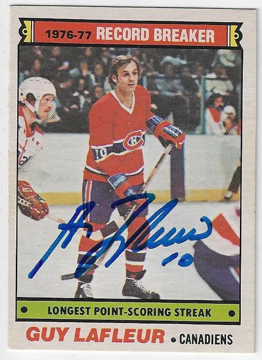 Guy Lafleur Signed 1977-78 O-Pee-Chee Hockey Card - Montreal Canadiens (RB)