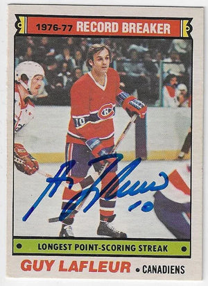 Guy Lafleur Signed 1977-78 O-Pee-Chee Hockey Card - Montreal Canadiens (RB)