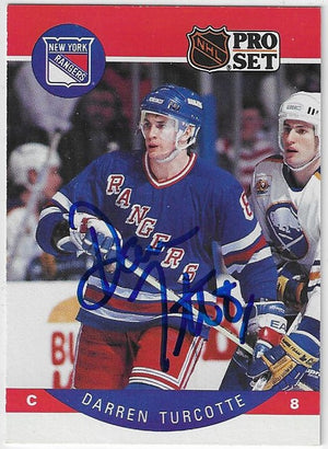 Darren Turcotte Signed 1990-91 Pro Set Hockey Card - New York Rangers #208