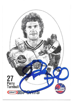 Perry Turnbull Signed 1986-87 Kraft Drawings Hockey Card - Winnipeg Jets