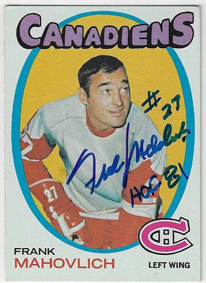 Frank Mahovlich Signed 1971-72 Topps Hockey Card - Montreal Canadiens