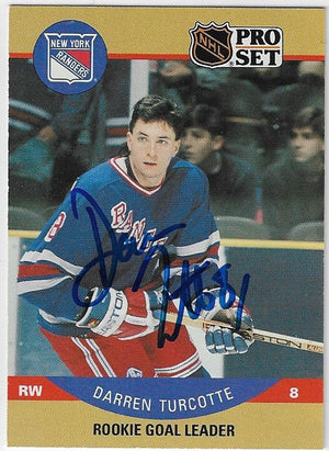 Darren Turcotte Signed 1990-91 Pro Set Hockey Card - New York Rangers #400