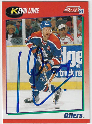 Kevin Lowe Signed 1991-92 Score Hockey Card - Edmonton Oilers